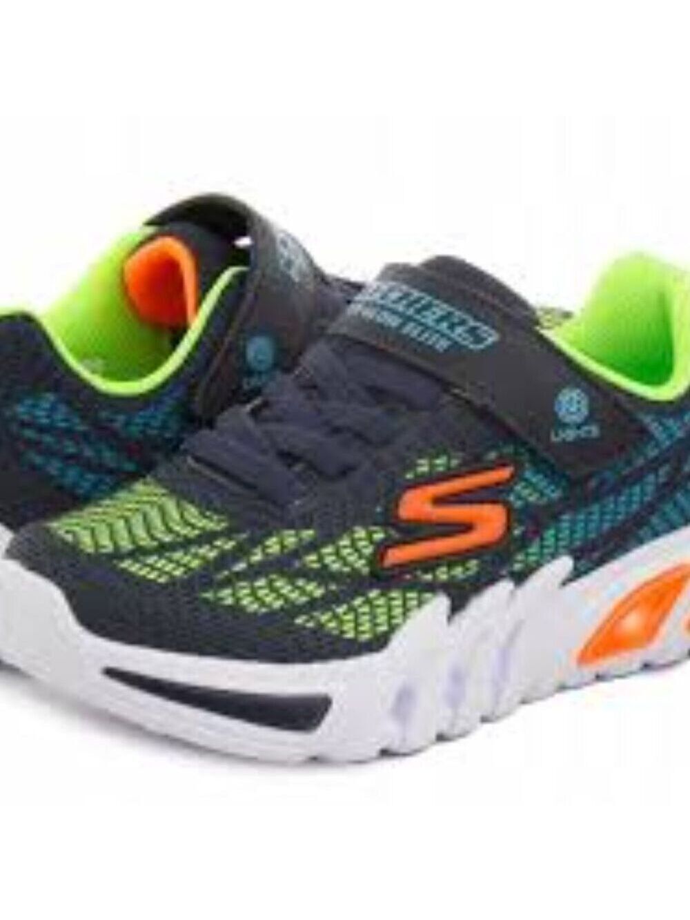 Size 3 Youth Skechers Blue and Green Sporty Sneakers with Mesh Upper
